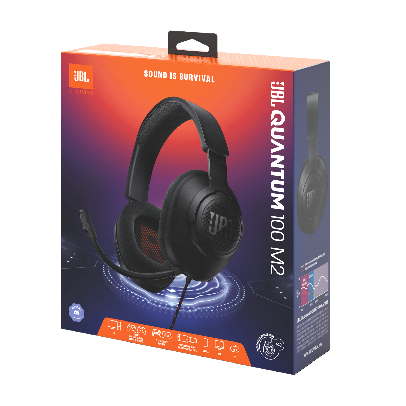JBL Quantum 100M2 - Black - Wired over-ear gaming headset with detachable mic and mute option - Detailshot 15